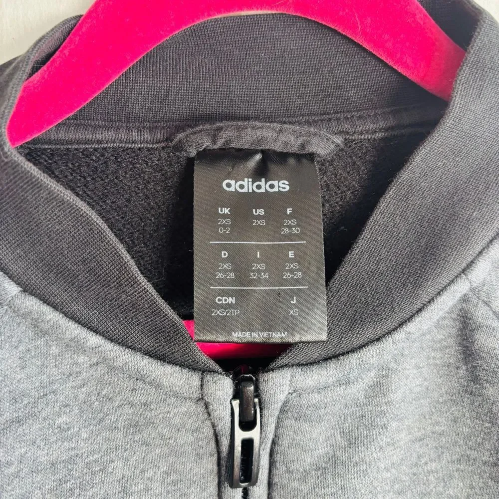 Adidas Tri Color Track Jacket - KIDS 2XS Gray Pink Activewear Bomber‎ Youth